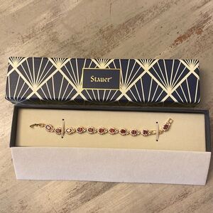 Luxurious red stone ornate bracelet by Stauer